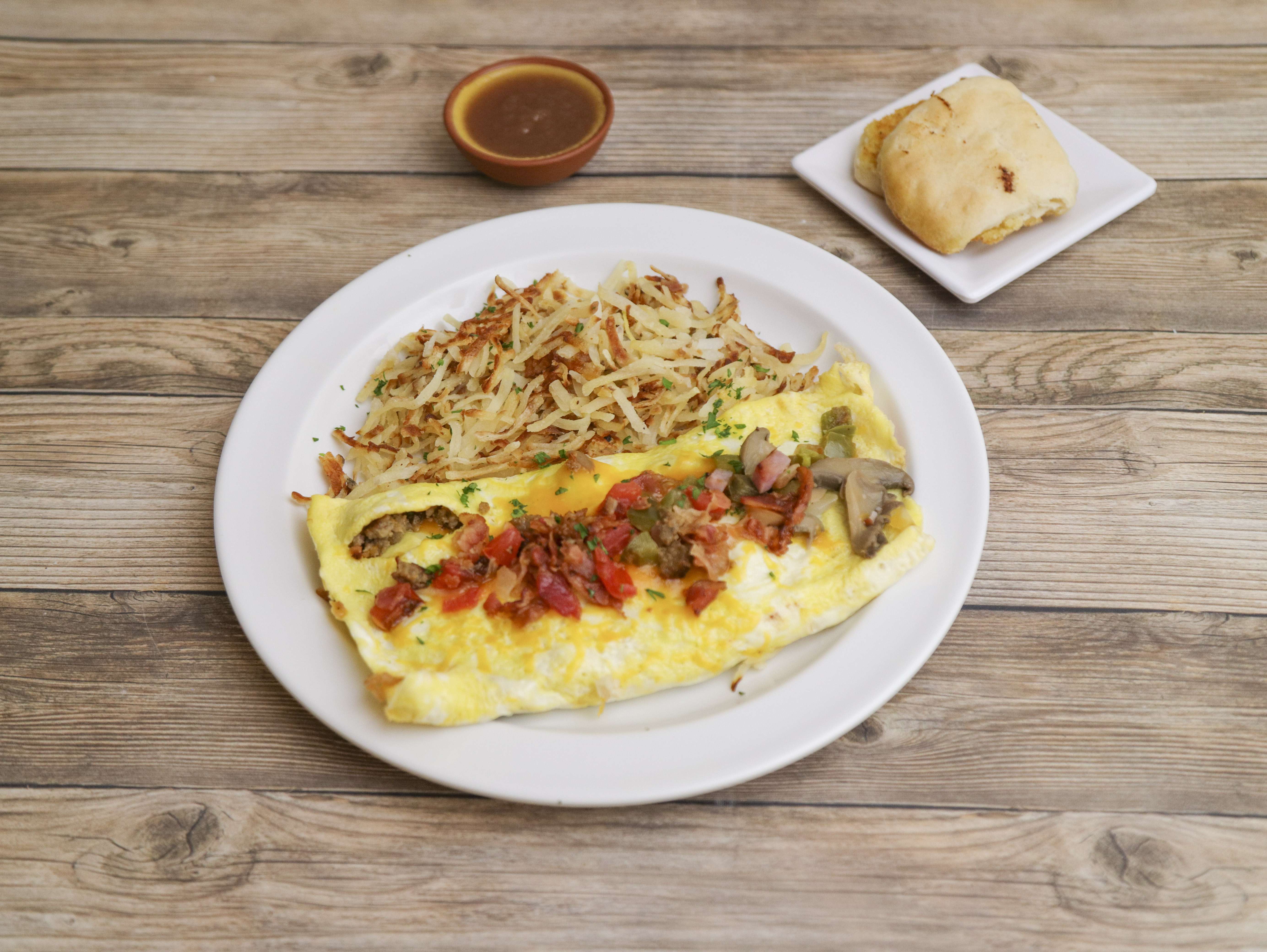 Order Monster Omelet food online from JJ's Cafe store, Columbia on bringmethat.com