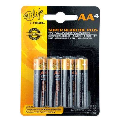 Order 7-Eleven AA Batteries 4 Pack food online from 7-Eleven store, La Canada Flintridge on bringmethat.com