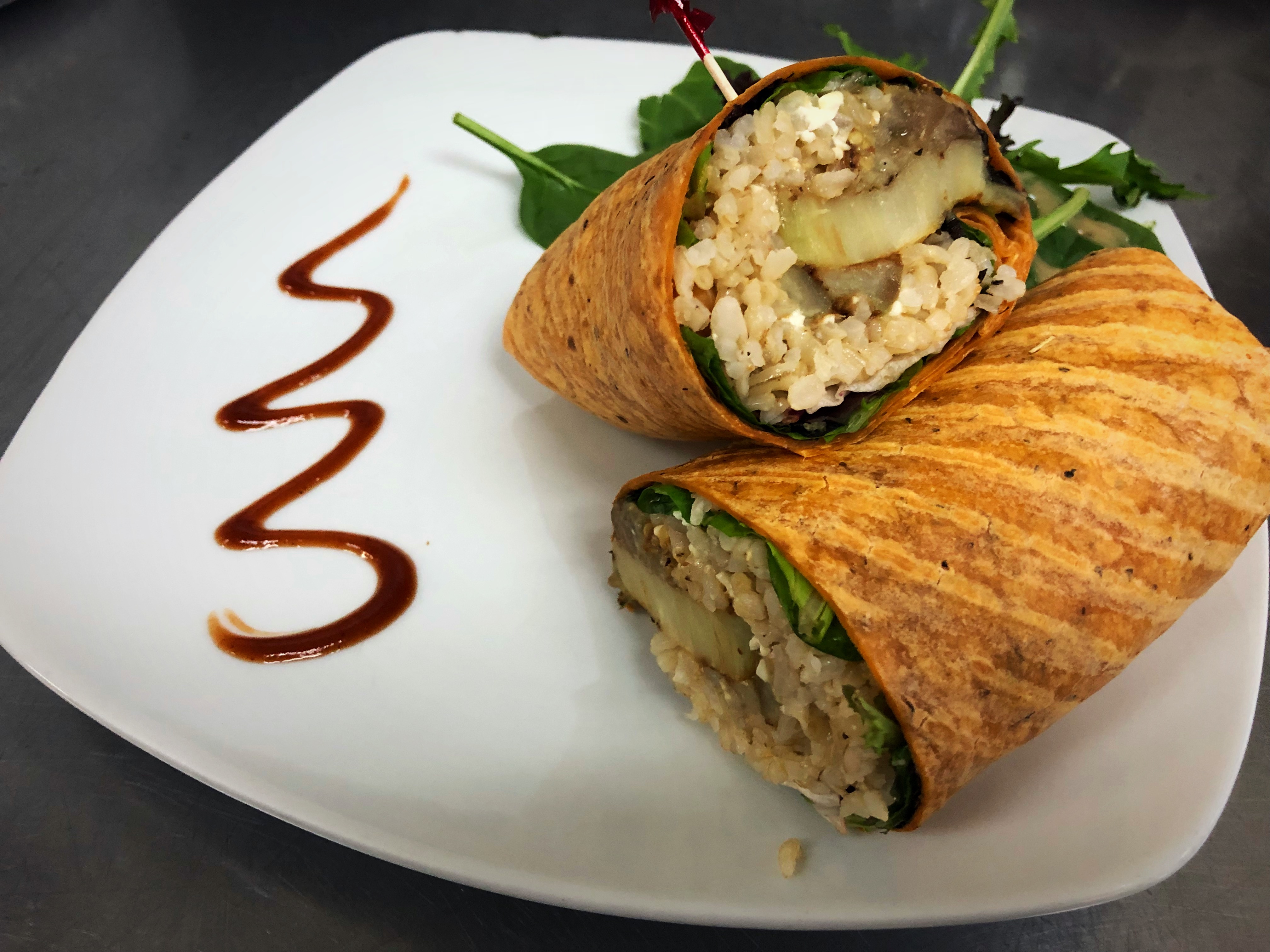 Order Grilled Eggplant Wrap food online from Healthy Garden & Gourmet Pizza store, Collingswood on bringmethat.com