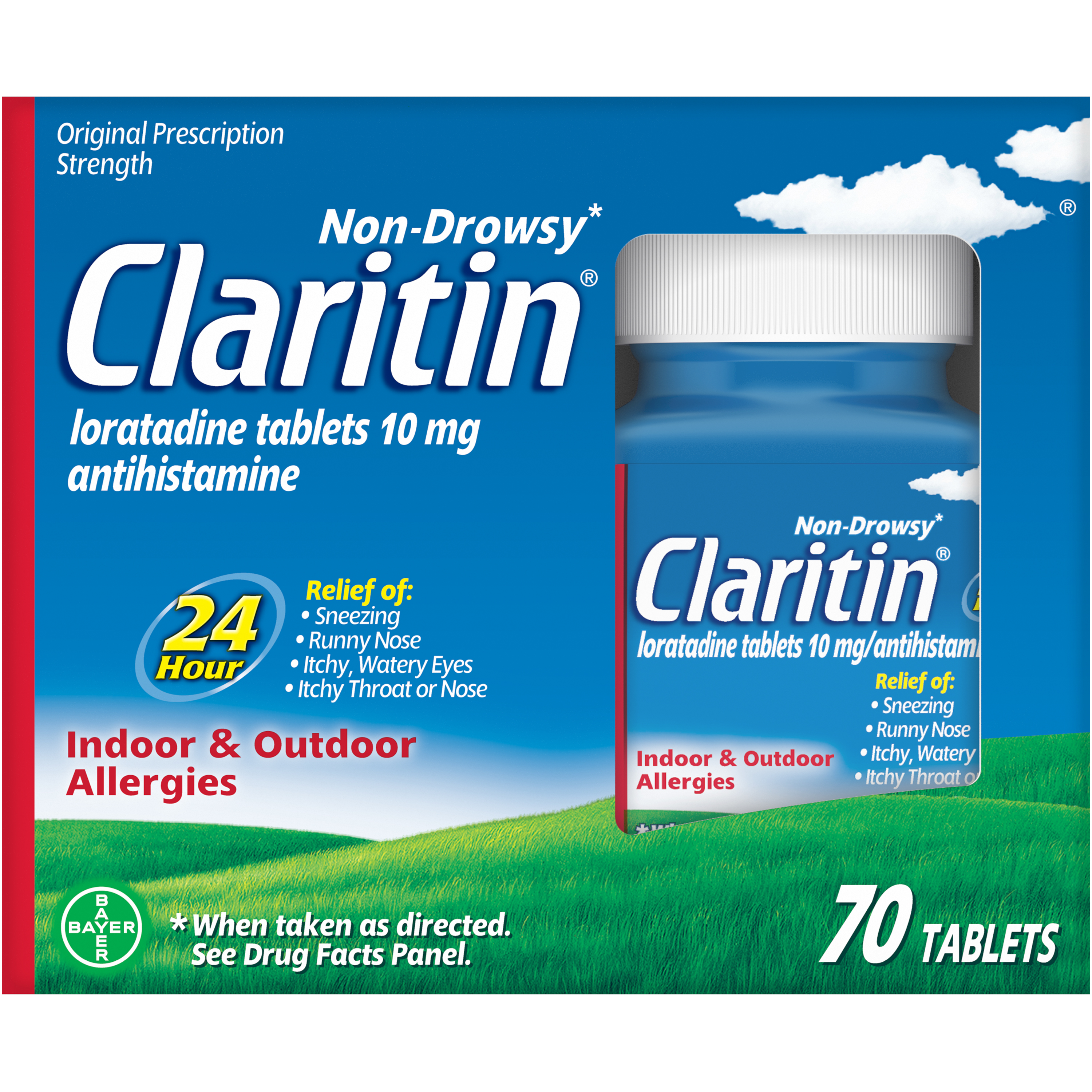 Order Claritin 24 Hr Non-Drowsy Allergy Relief Tablets, Prescription Strength, 10mg - 70 ct food online from Bartell store, Edmonds on bringmethat.com