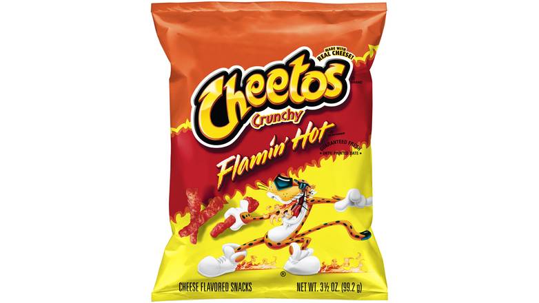 Order Cheetos Crunchy Flamin' Hot Cheese Flavored 3.50 OZ food online from Valero Food Mart store, Murrayville on bringmethat.com