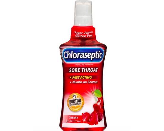 Order Chloraseptic Sore Throat Cherry 6 oz food online from McLean Ave Pharmacy store, Yonkers on bringmethat.com