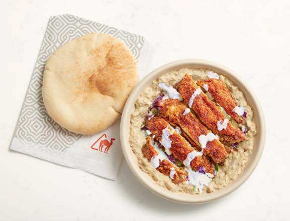 Order Crispy Chicken Baba Ghanoush Bowl food online from Naf Naf Grill store, Carmel on bringmethat.com
