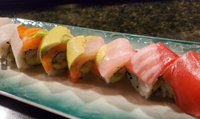 Order Rainbow Roll food online from Iron Fish Sushi & Grill store, Pflugerville on bringmethat.com