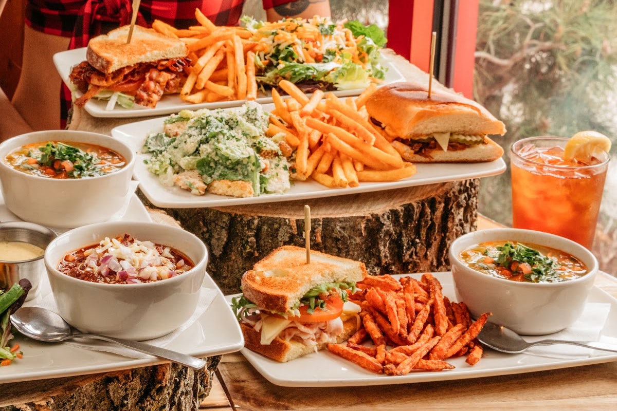 Order Half Sandwich & Soup or Salad food online from Twin Peaks Restaurant store, Oklahoma City on bringmethat.com