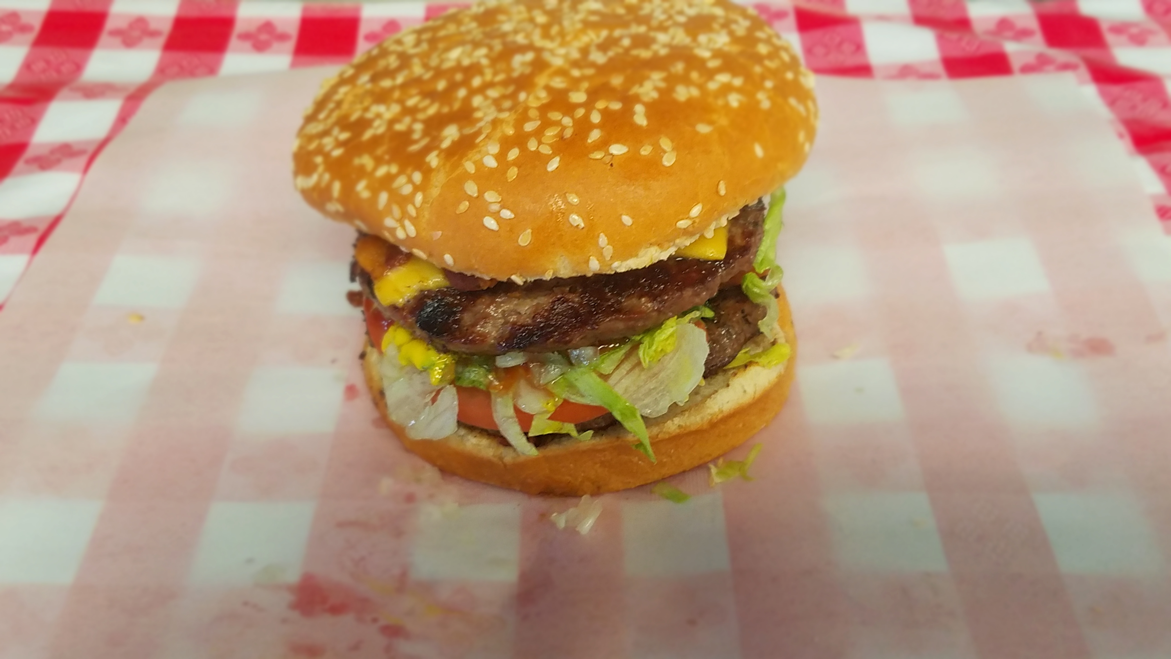 Order Double Bacon Cheeseburger food online from Herms Palace store, Skokie on bringmethat.com
