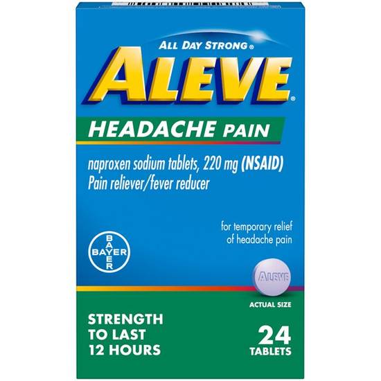 Order Aleve Headache Pain Naproxen Sodium Tablets 24 Count food online from Deerings Market store, Traverse City on bringmethat.com