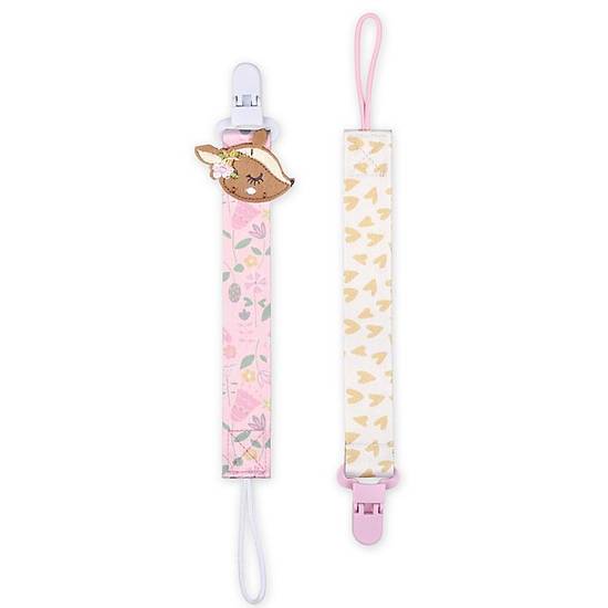 Order The Peanutshell® Deer 0-18 Months 2-Pack Pacifier Clip in Pink/White food online from Bed Bath & Beyond store, Lancaster on bringmethat.com