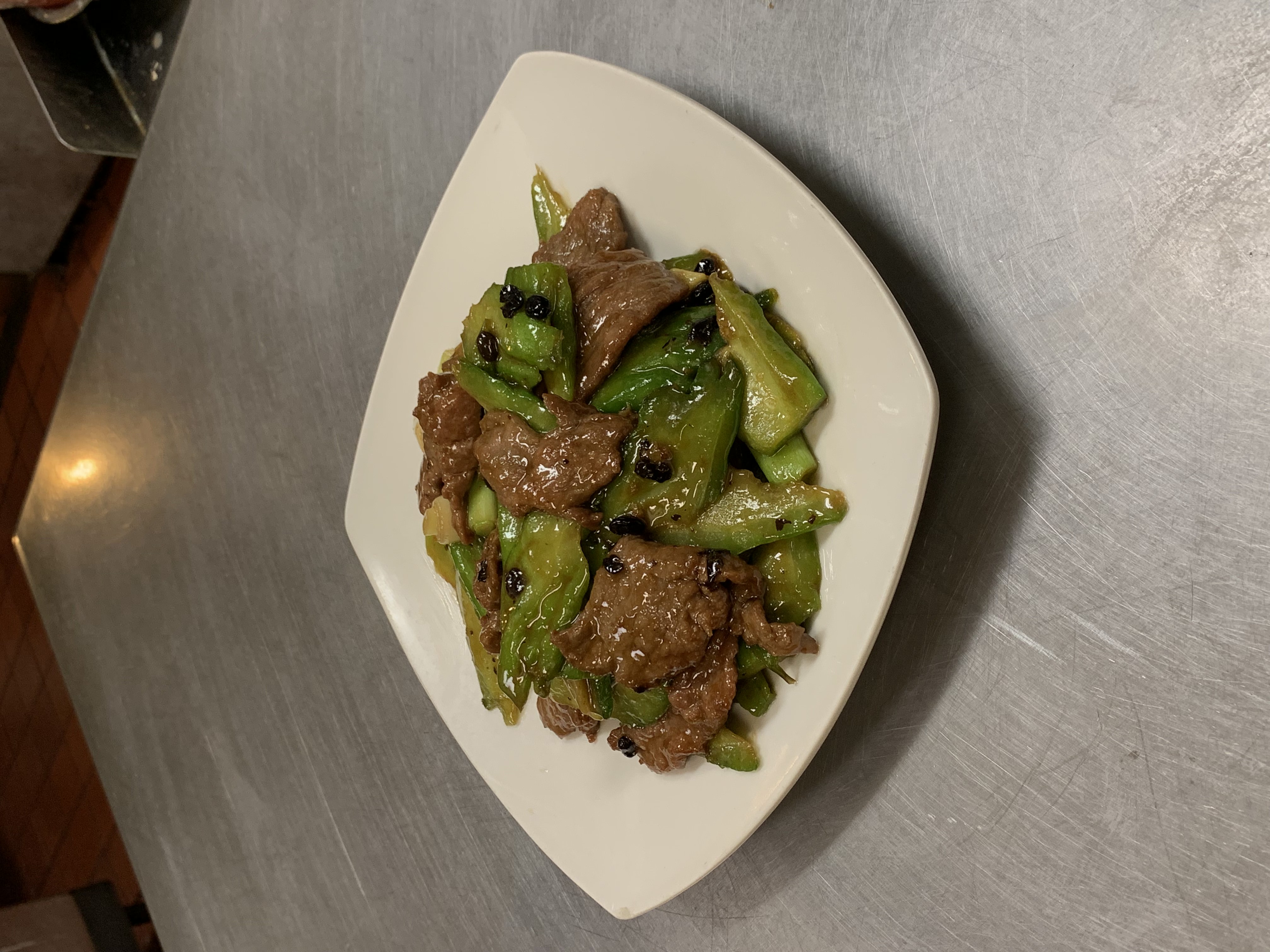 Order Stir-Fried Bitter Melon with Beef 涼瓜牛肉 food online from Wechat Cafe store, El Monte on bringmethat.com