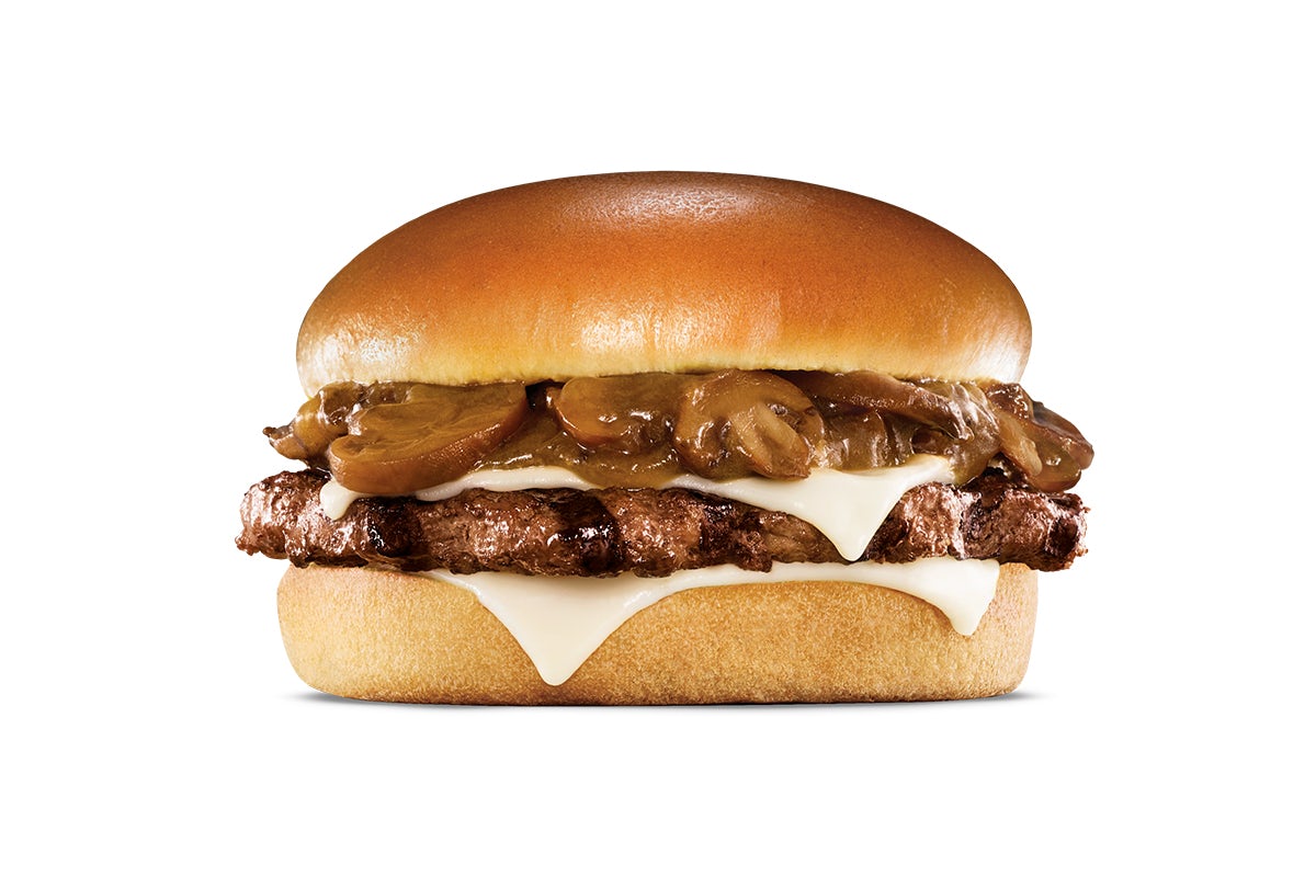 Order Mushroom & Swiss Angus Burger food online from Hardee's store, Winston Salem on bringmethat.com