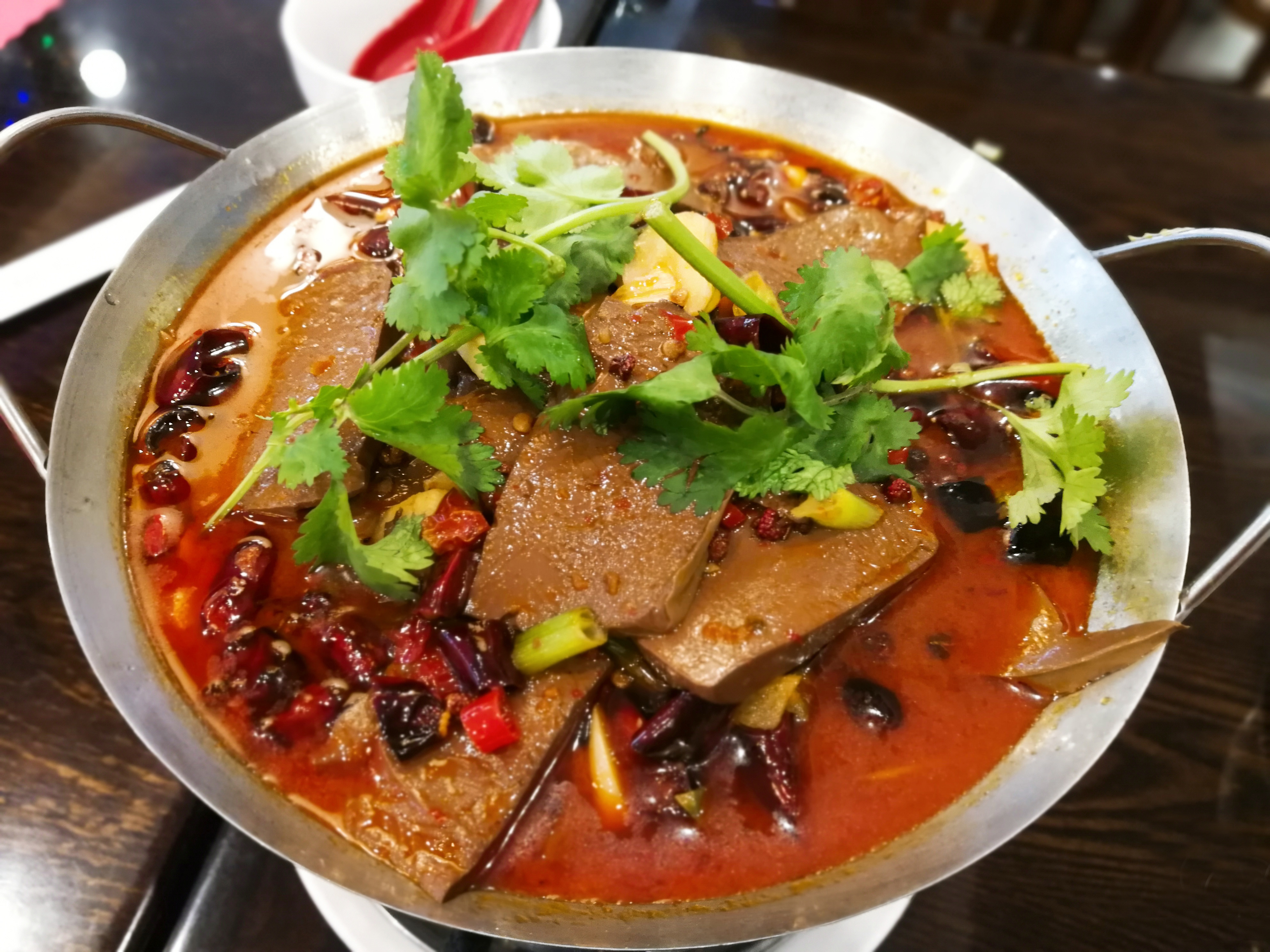 Order E28. Spicy Chunky Duck Blood 麻辣鴨血鍋 food online from Gourmet China House store, Boston on bringmethat.com
