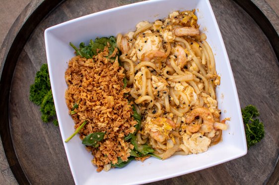 Order Stir Fried Udon w/ Salad food online from Pisces store, Los Angeles on bringmethat.com