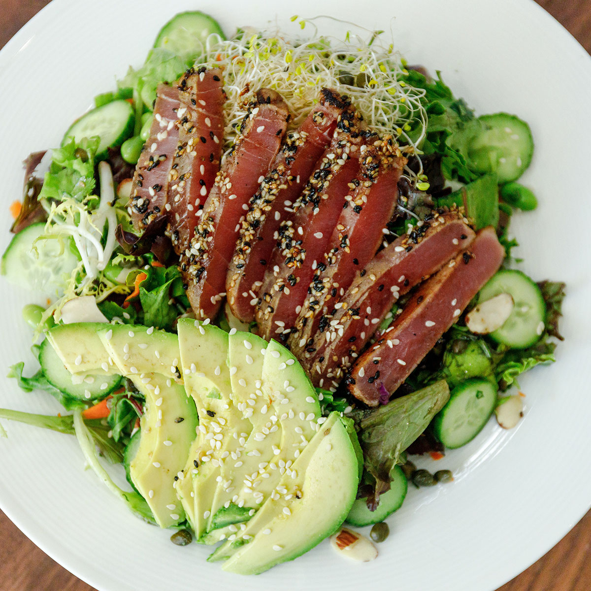 Order Seared Ahi Tuna Salad food online from Farm District store, Glendale on bringmethat.com