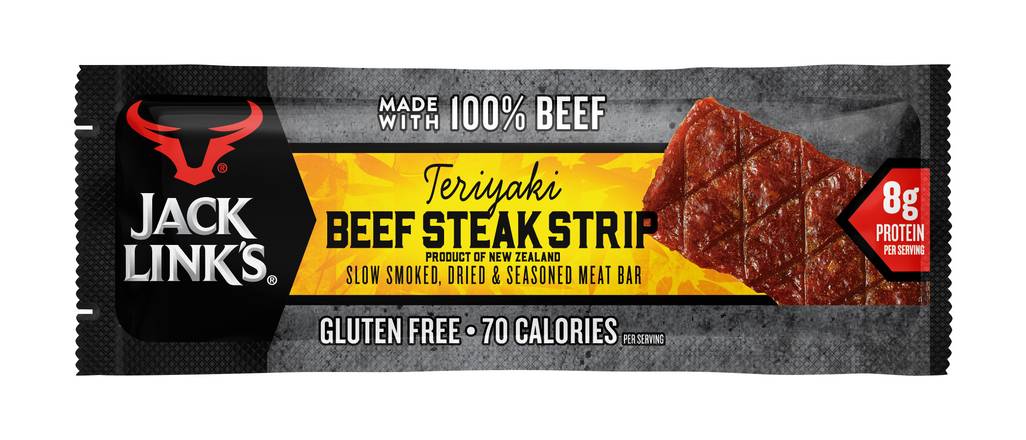 Order Jack Link's Beef Jerky 100% Beef Steak Strip Bar Jerky Teriyaki (0.9 oz) food online from Rite Aid store, Yamhill County on bringmethat.com