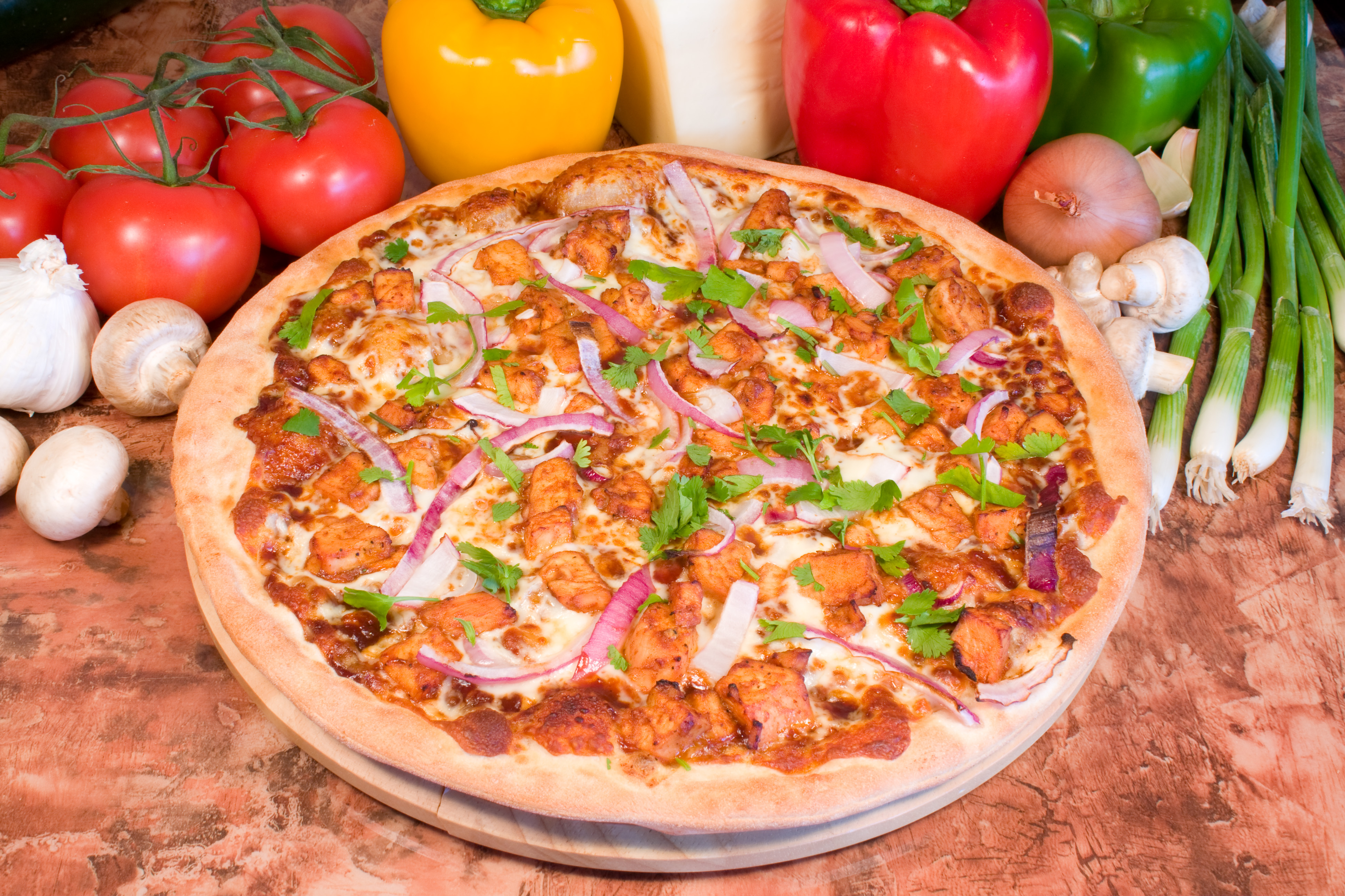 Order BBQ Chicken Pizza food online from Ameci Pizza & Pasta store, Chatsworth on bringmethat.com