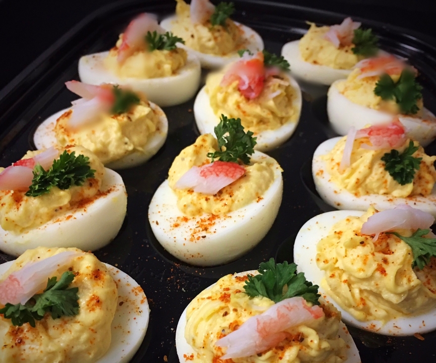 Order Crab Stuffed Deviled Eggs food online from Captain’s Curbside Seafood store, Trappe on bringmethat.com
