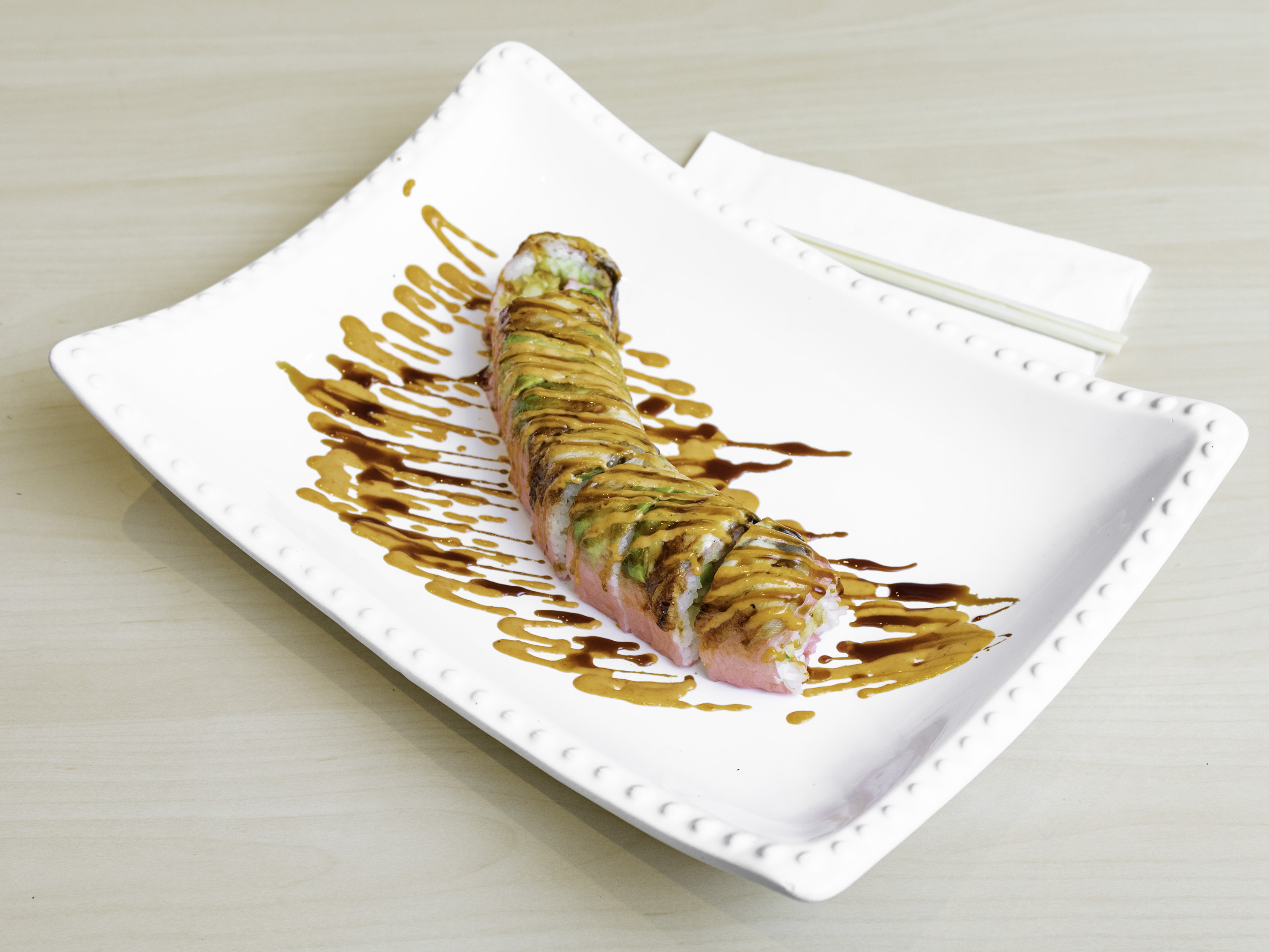 Order Rainbow Dragon Roll food online from Shiroi Sushi store, Glenview on bringmethat.com