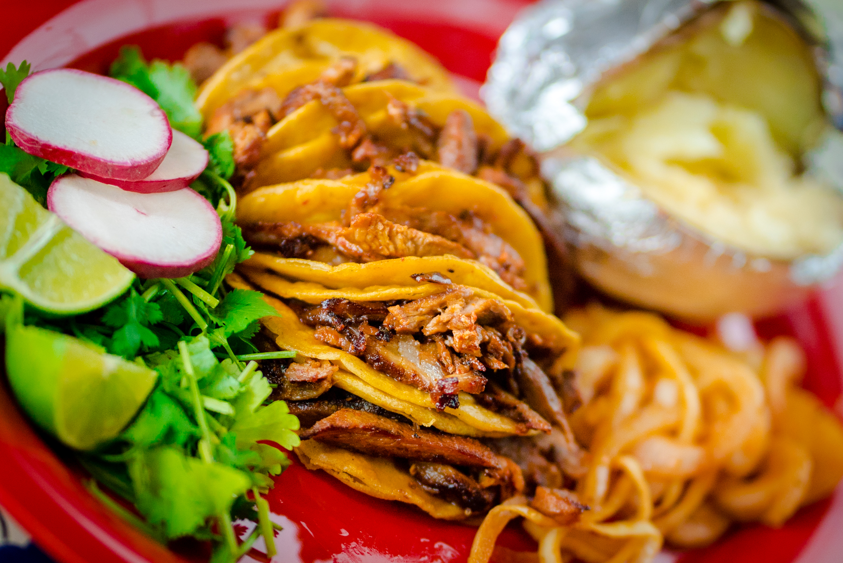 Order 6-Pack Al Pastor Tacos food online from Tacos Chinampa store, El Paso on bringmethat.com