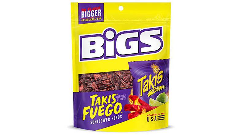 Order Bigs Takis Fuego Sunflower Seeds, Hot Chili Lime Flavor food online from Shell Rock Spring store, Bel Air on bringmethat.com