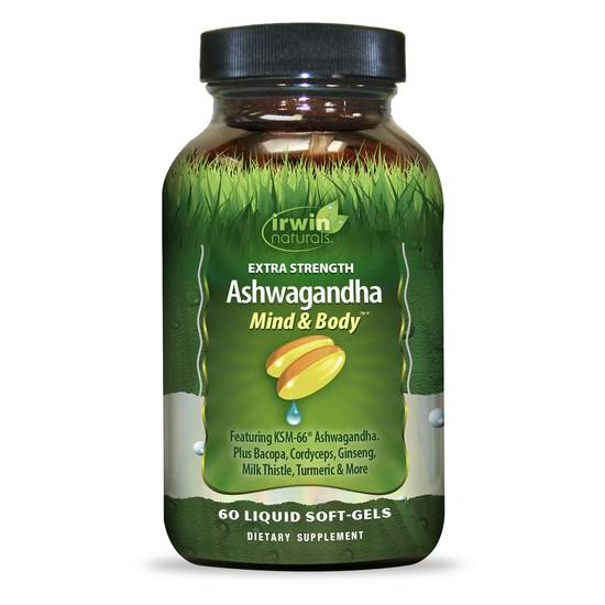 Order Irwin Naturals Dietary Supplement Softgels Ashwagandha Extra (60 ct) food online from Rite Aid store, Palm Desert on bringmethat.com