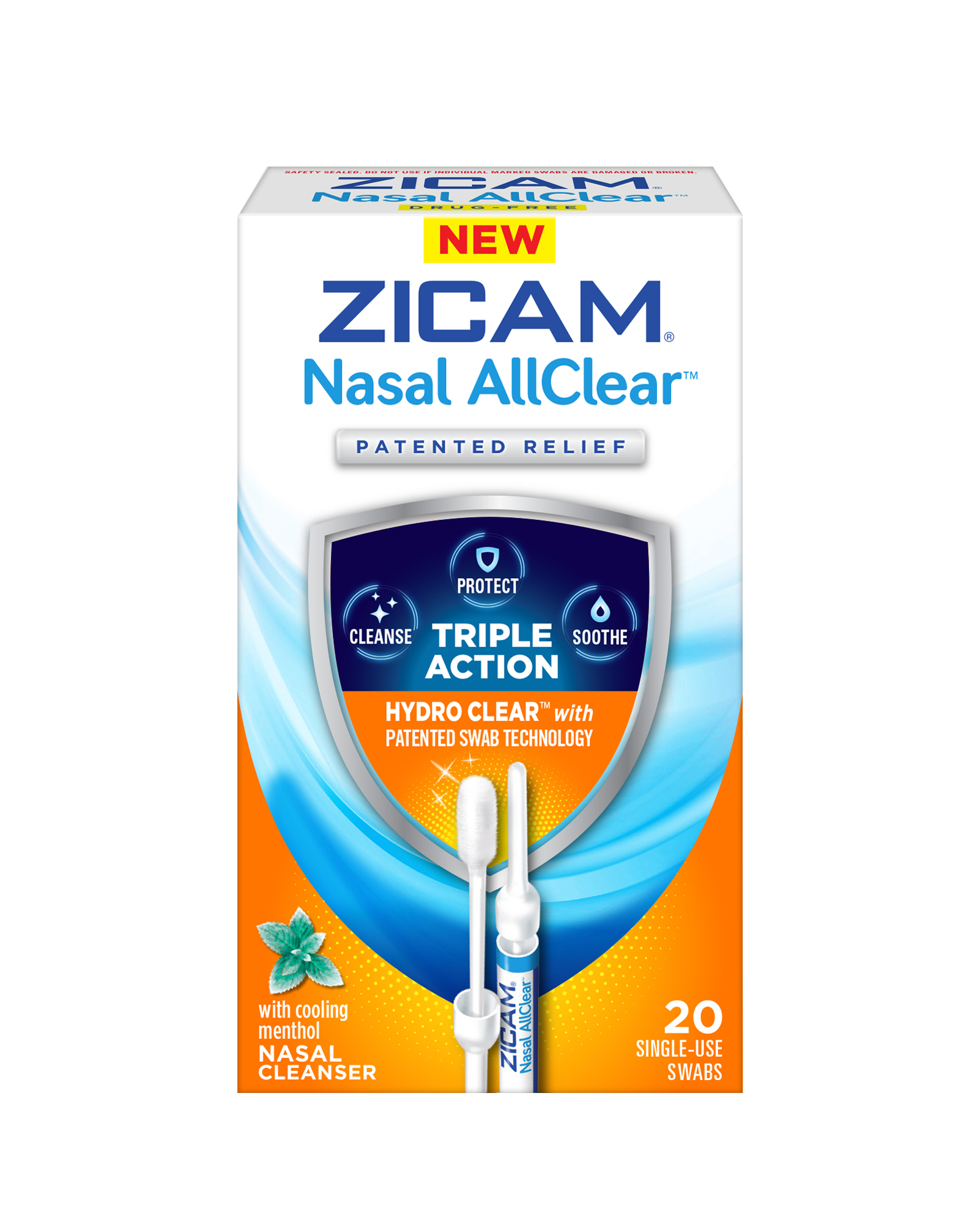 Order Zicam Nasal AllClear Triple Action Nasal Cleanser Swabs with Cooling Menthol - 20 ct food online from Rite Aid store, READING on bringmethat.com
