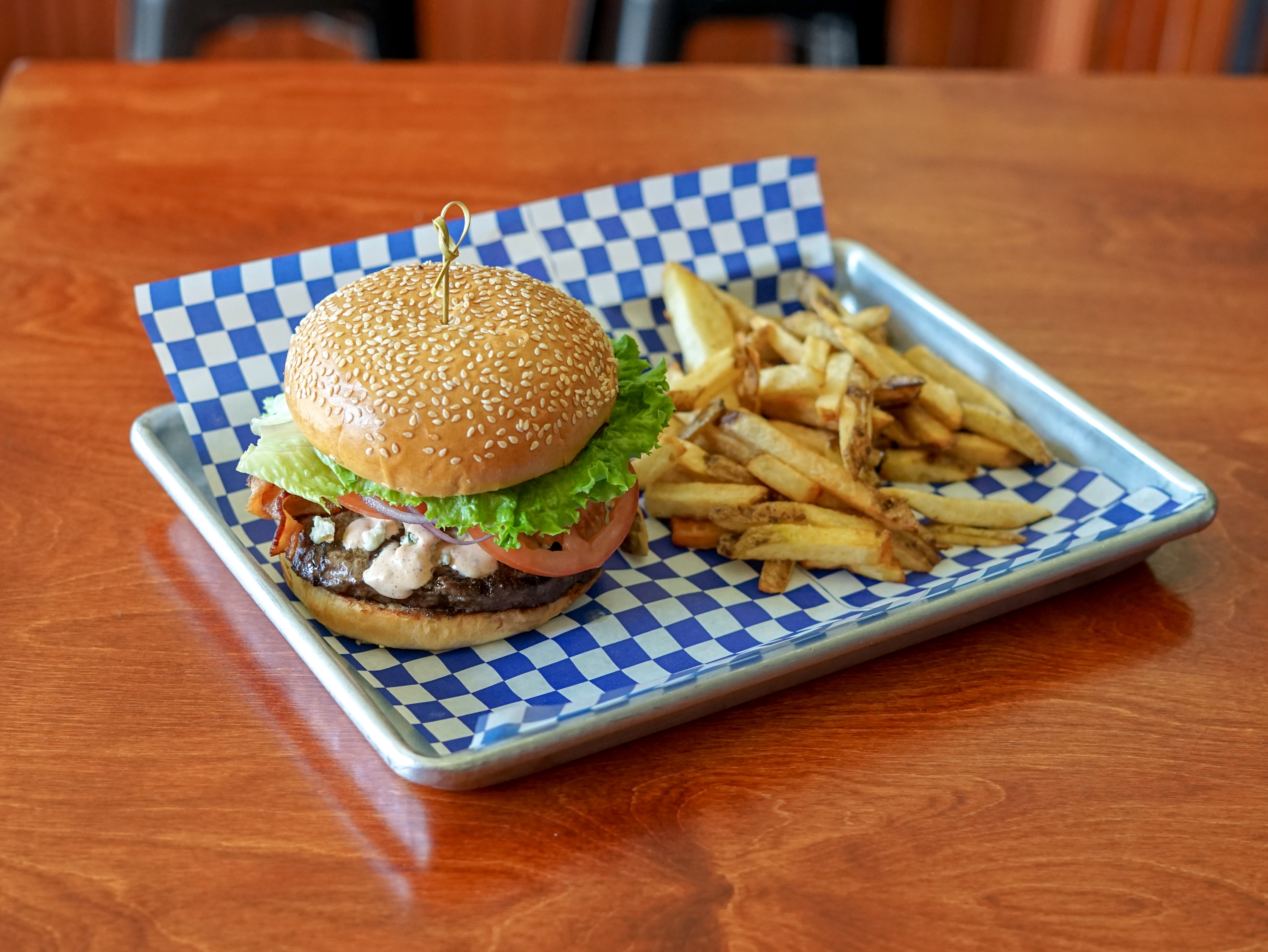 Order Black and Blue Burger food online from Project Burger store, Alameda on bringmethat.com