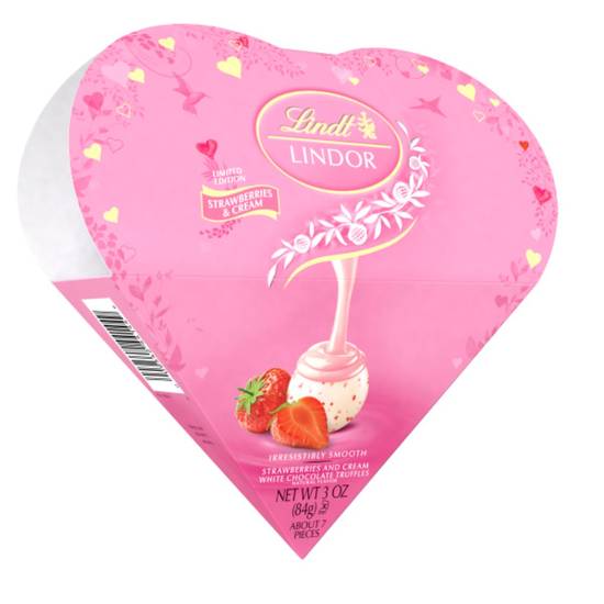 Order Lindt LINDOR Strawberries and Cream White Chocolate Candy Truffles Friend Heart, Valentine's Day White Chocolate with Strawberries and Cream White Truffle Filling, 3 oz. food online from Cvs store, WILLIMANTIC on bringmethat.com