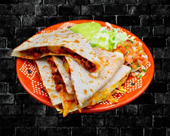 Order Pastor Quesadilla food online from RIVAS MEXICAN GRILL store, Fort Mohave on bringmethat.com