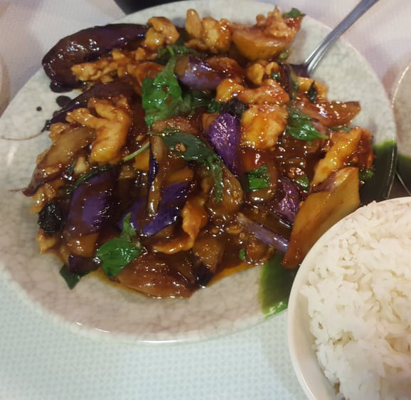 Order K10. Chicken with Eggplants food online from Dumpling Palace store, Boston on bringmethat.com
