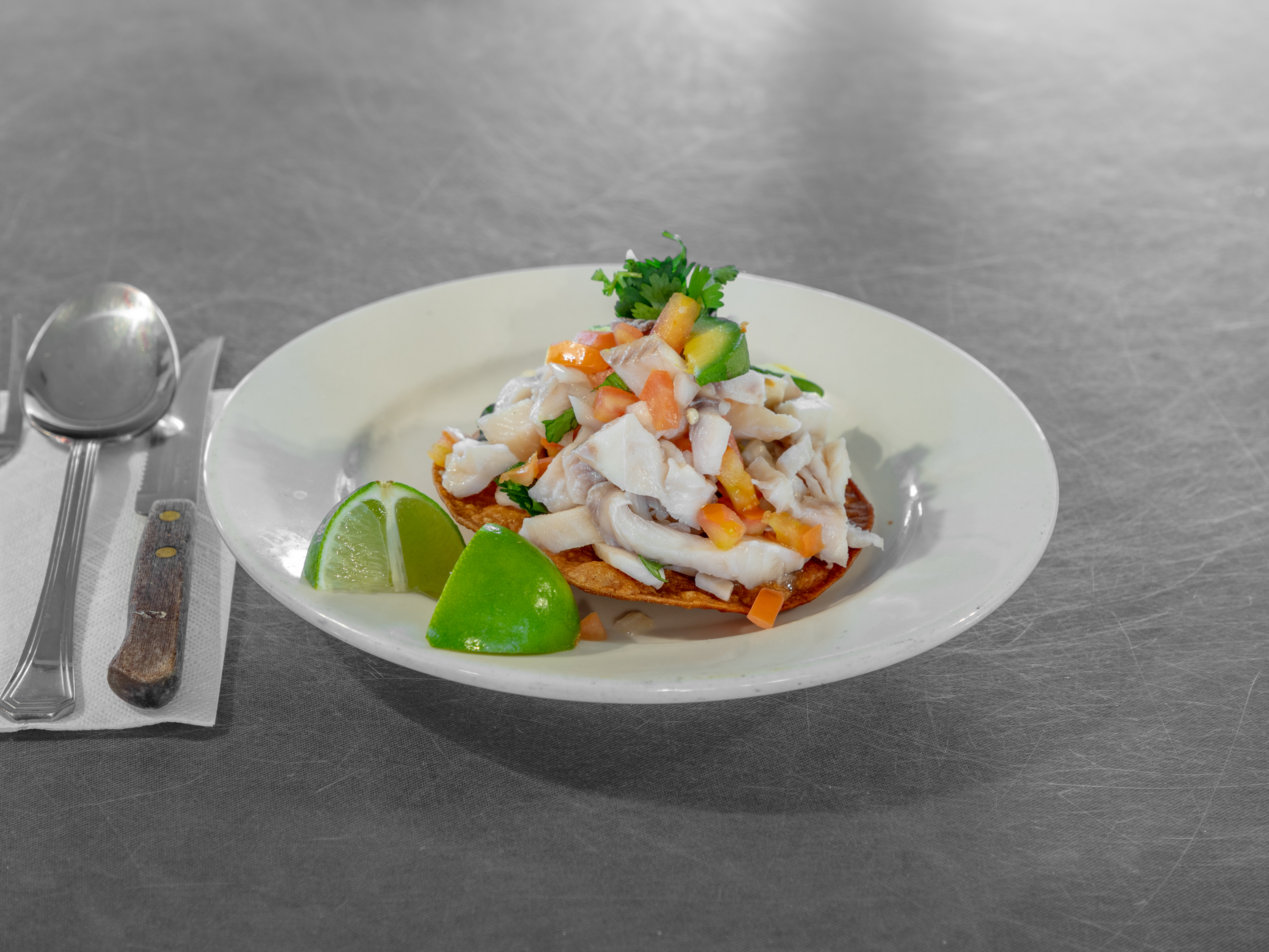 Order Tostada de Ceviche food online from Ostion Azul store, Dallas on bringmethat.com
