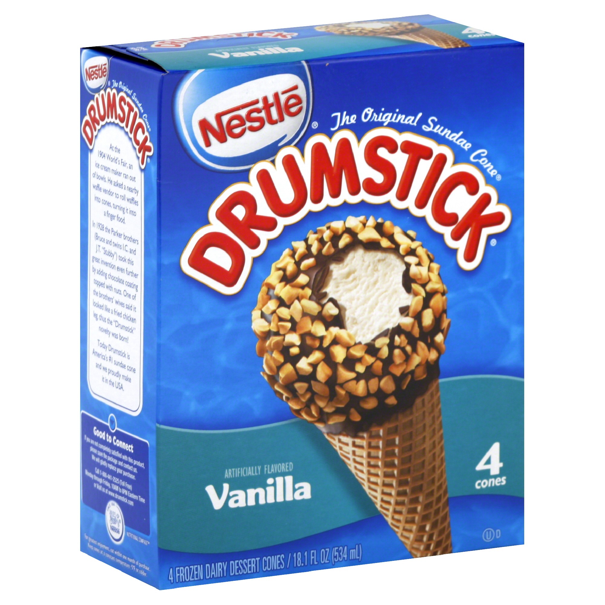 Order Nestle Drumstick Sundae Cones, Vanilla - 4 ct food online from Rite Aid store, Cathedral City on bringmethat.com