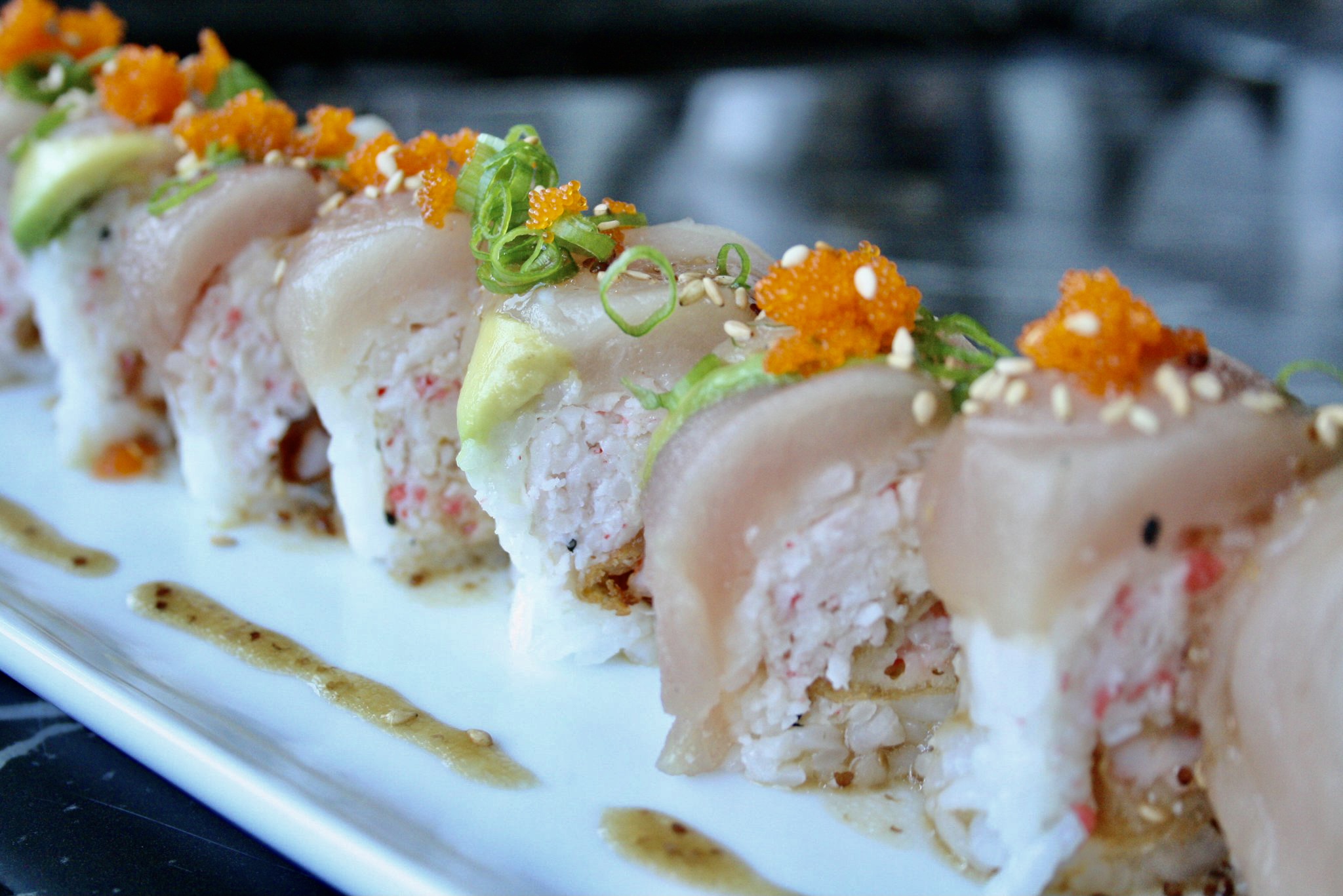 Order Albacore Fever Roll food online from Bad Sushi store, Los Angeles on bringmethat.com