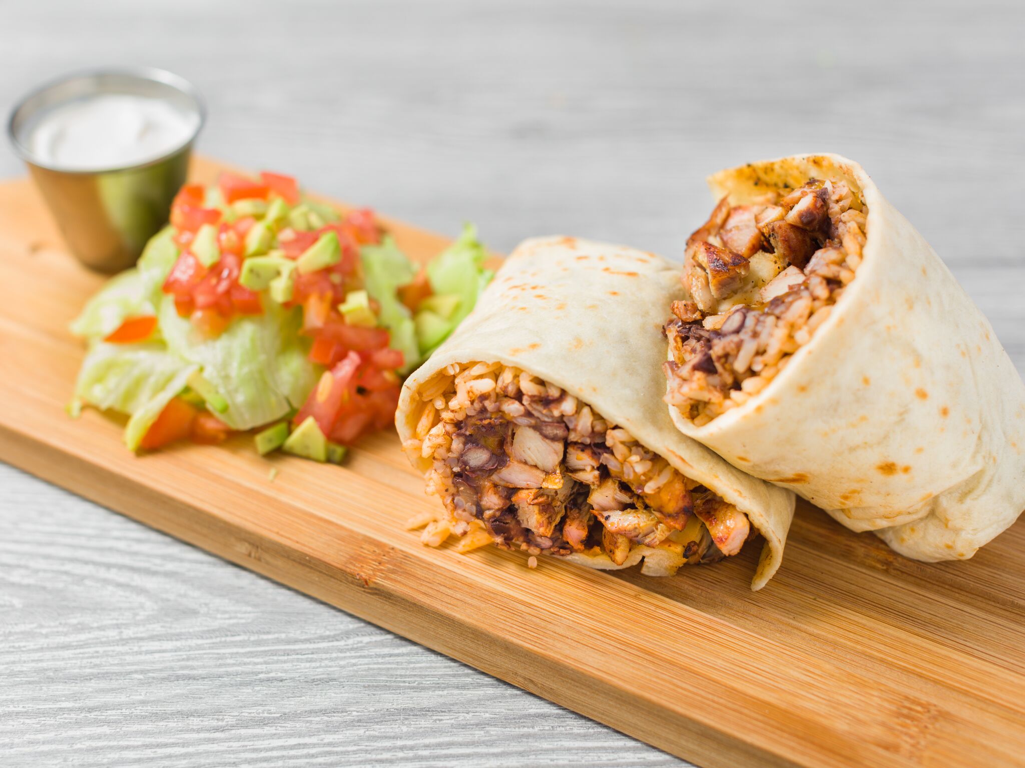 Order 48. Grilled Chicken Burrito food online from Tortillas king store, Brooklyn on bringmethat.com