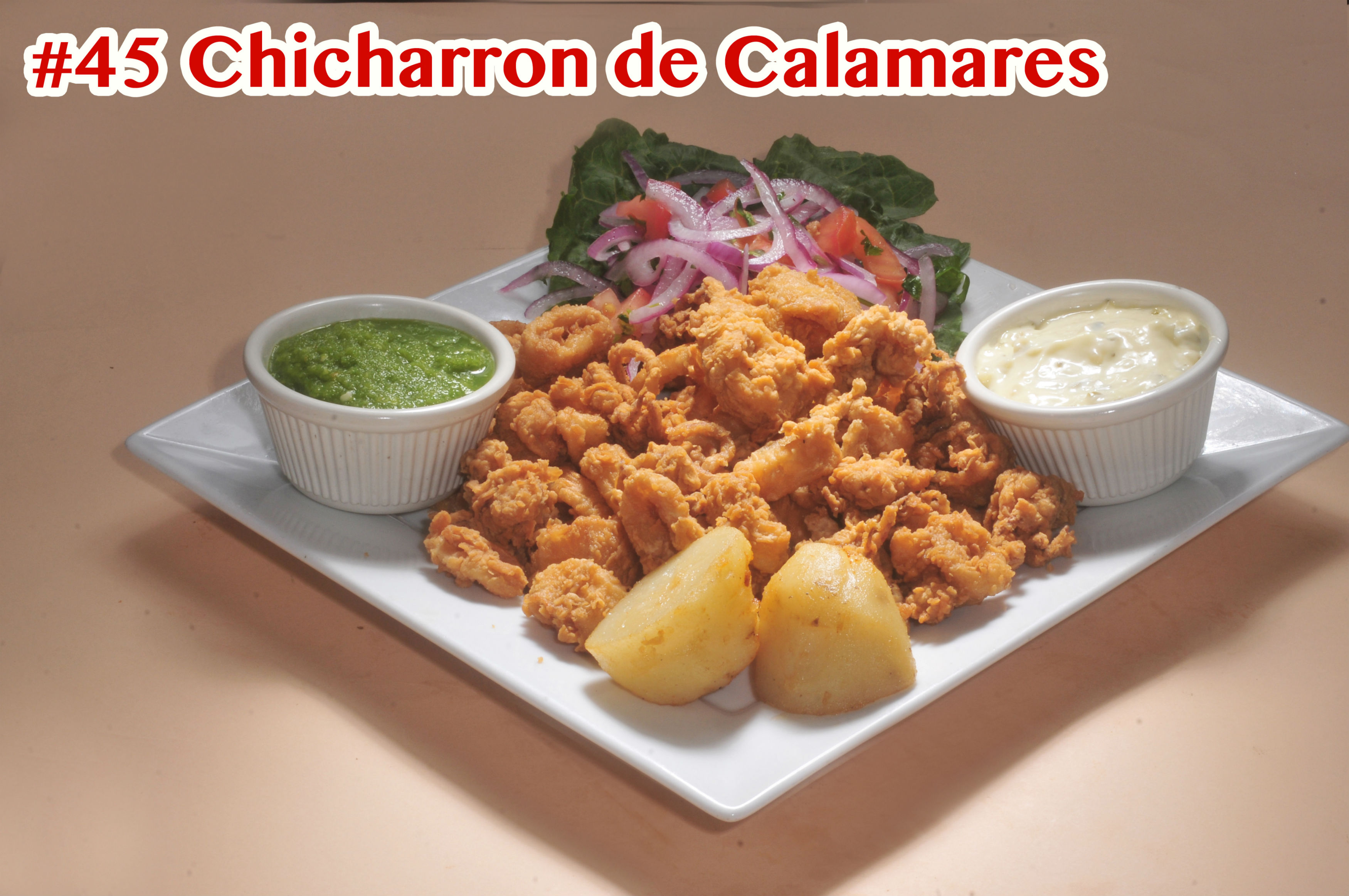 Order 45. Chicharron de Calamares food online from El Pollo Inka store, Gardena on bringmethat.com