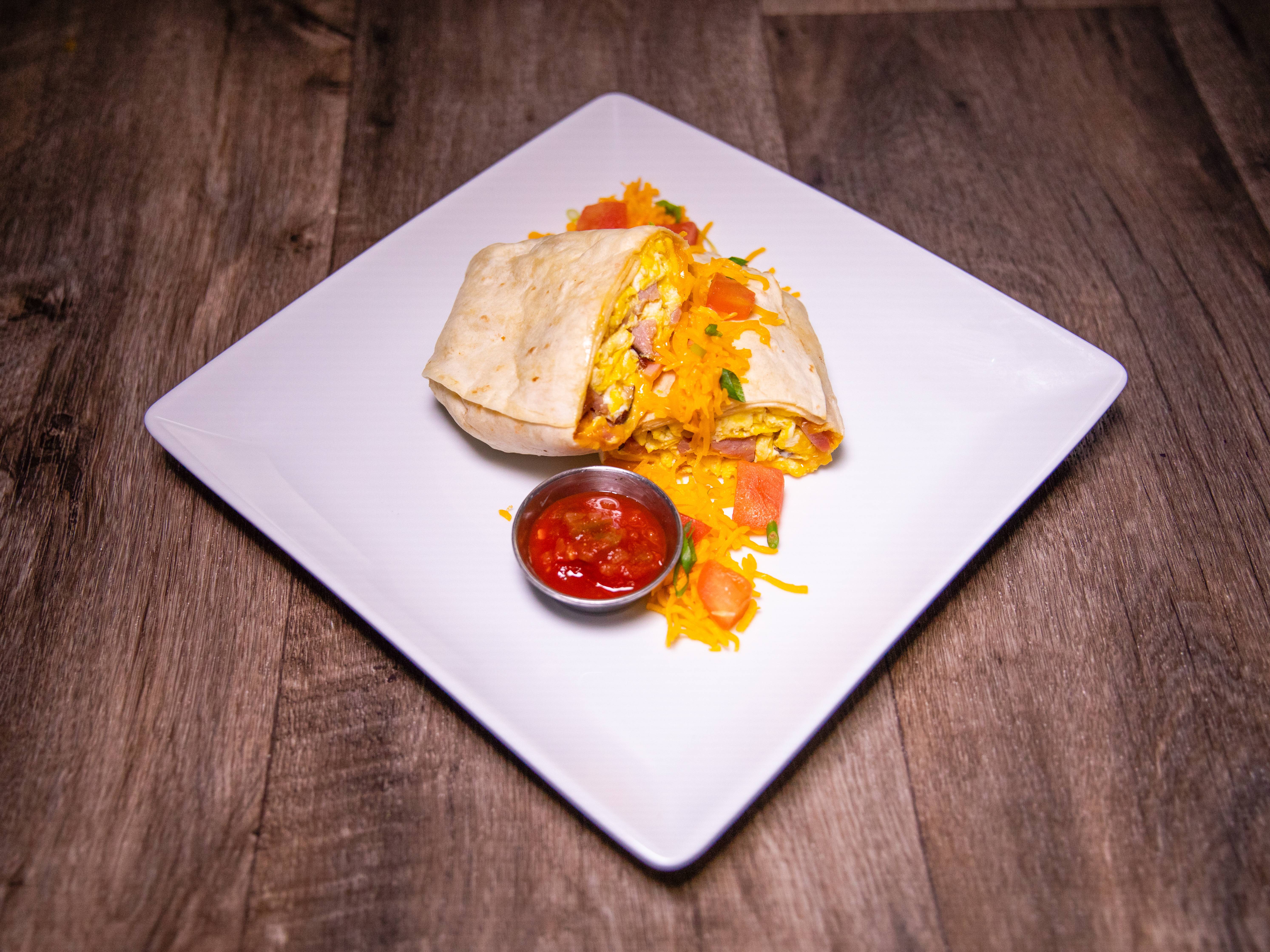 Order 5. Breakfast Burrito food online from Midtown Bar & Grill store, Houston on bringmethat.com