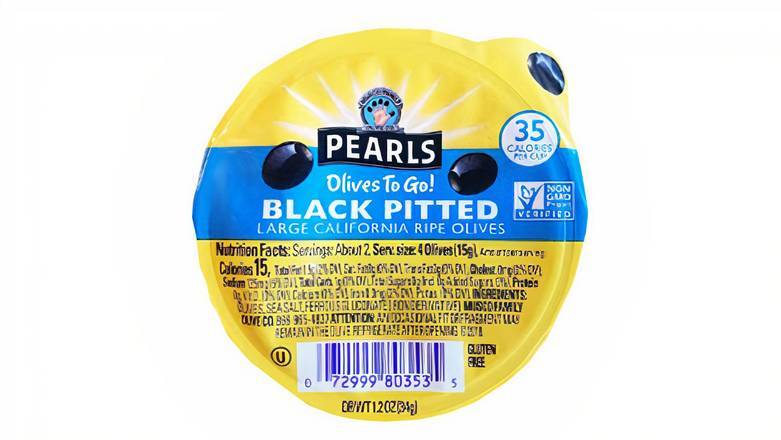 Order Pearls Olives To Go! Pitted California Ripe Black Large food online from Mac On 4th store, Alton on bringmethat.com