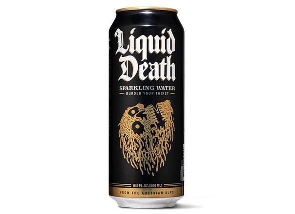 Order Liquid Death Sparkling Water food online from Saucy Bandits store, San Francisco on bringmethat.com