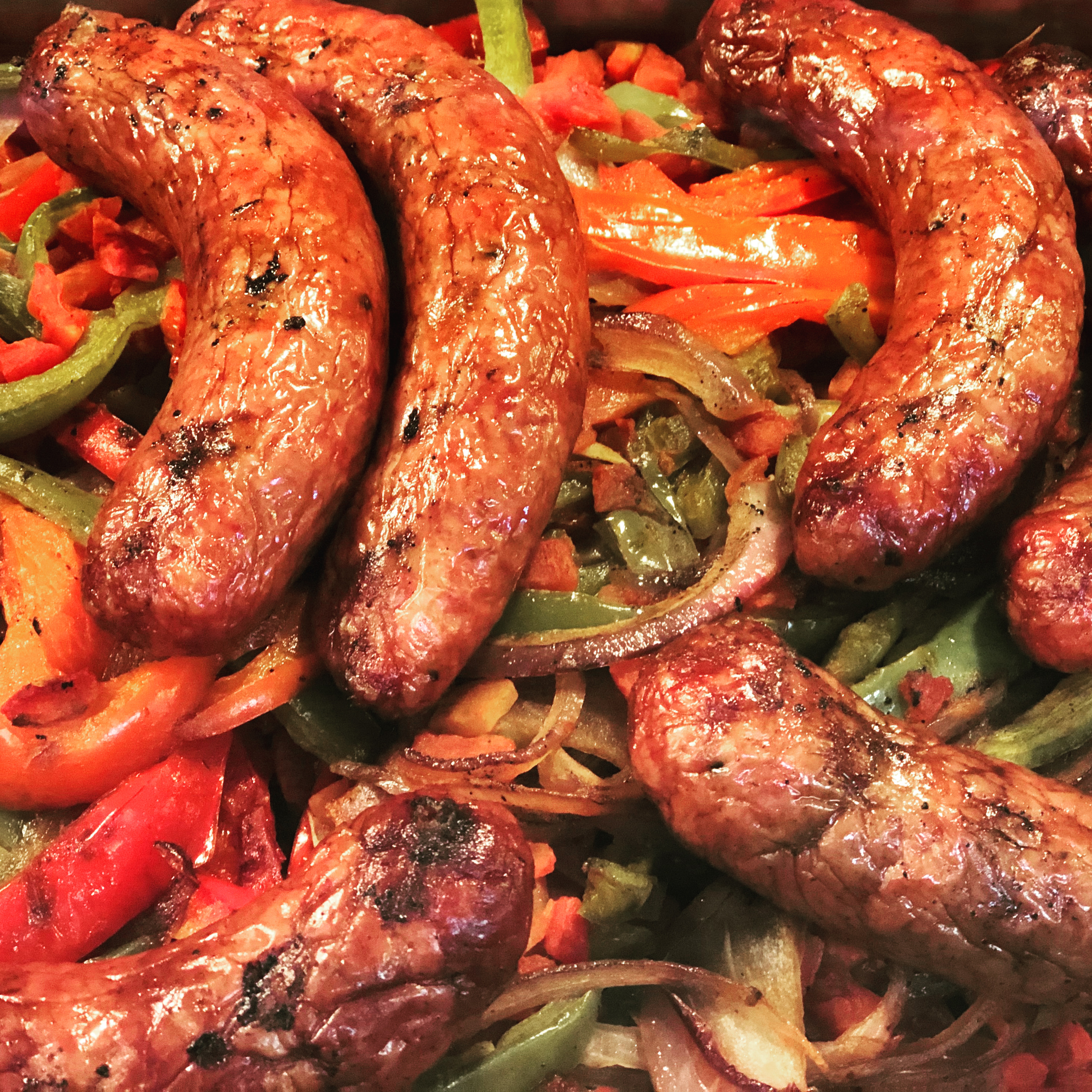 Order Smoked Sausage Sandwich w/ Peppers & Onions food online from Shaffer Bbq store, Middletown on bringmethat.com