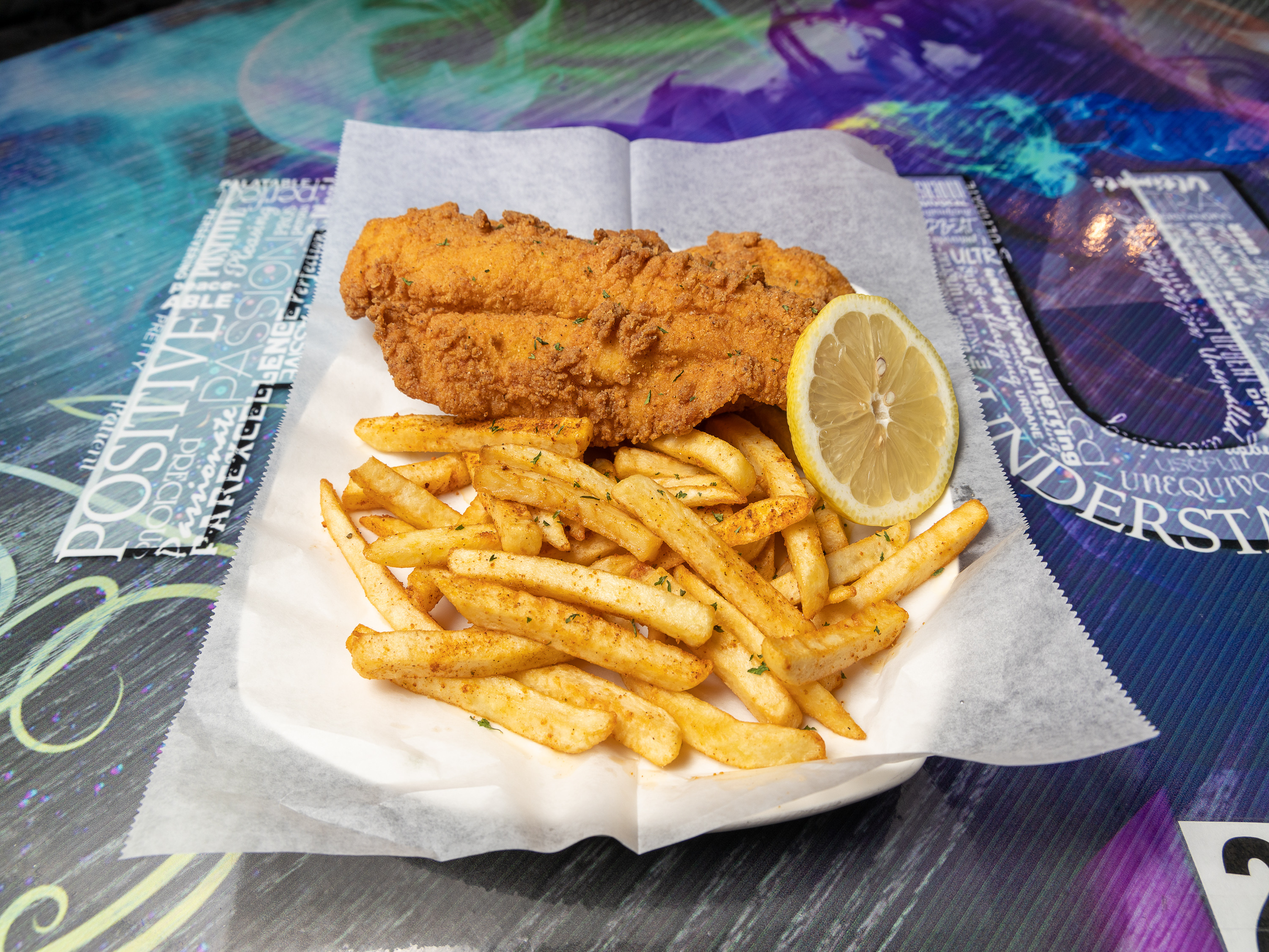 Order Catfish & Fries Combo Platter food online from Plush Bar And Grill store, Houston on bringmethat.com