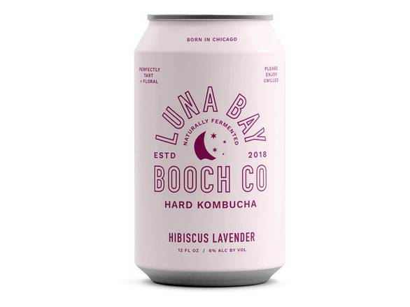 Order Luna Bay Hibiscus Lavender Hard Kombucha - 4x 12oz Cans food online from Garfield's Beverage Warehouse store, Chicago on bringmethat.com