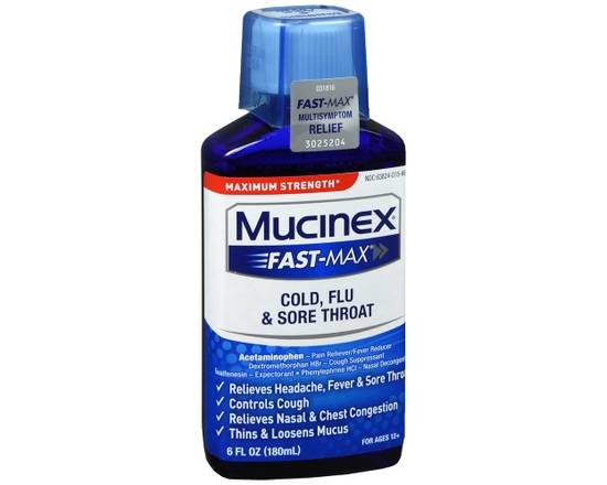 Order Mucinex Fast-Max Cold, Flu & Sore Throat Liquid food online from Scripx Pharmacy store, Plano on bringmethat.com