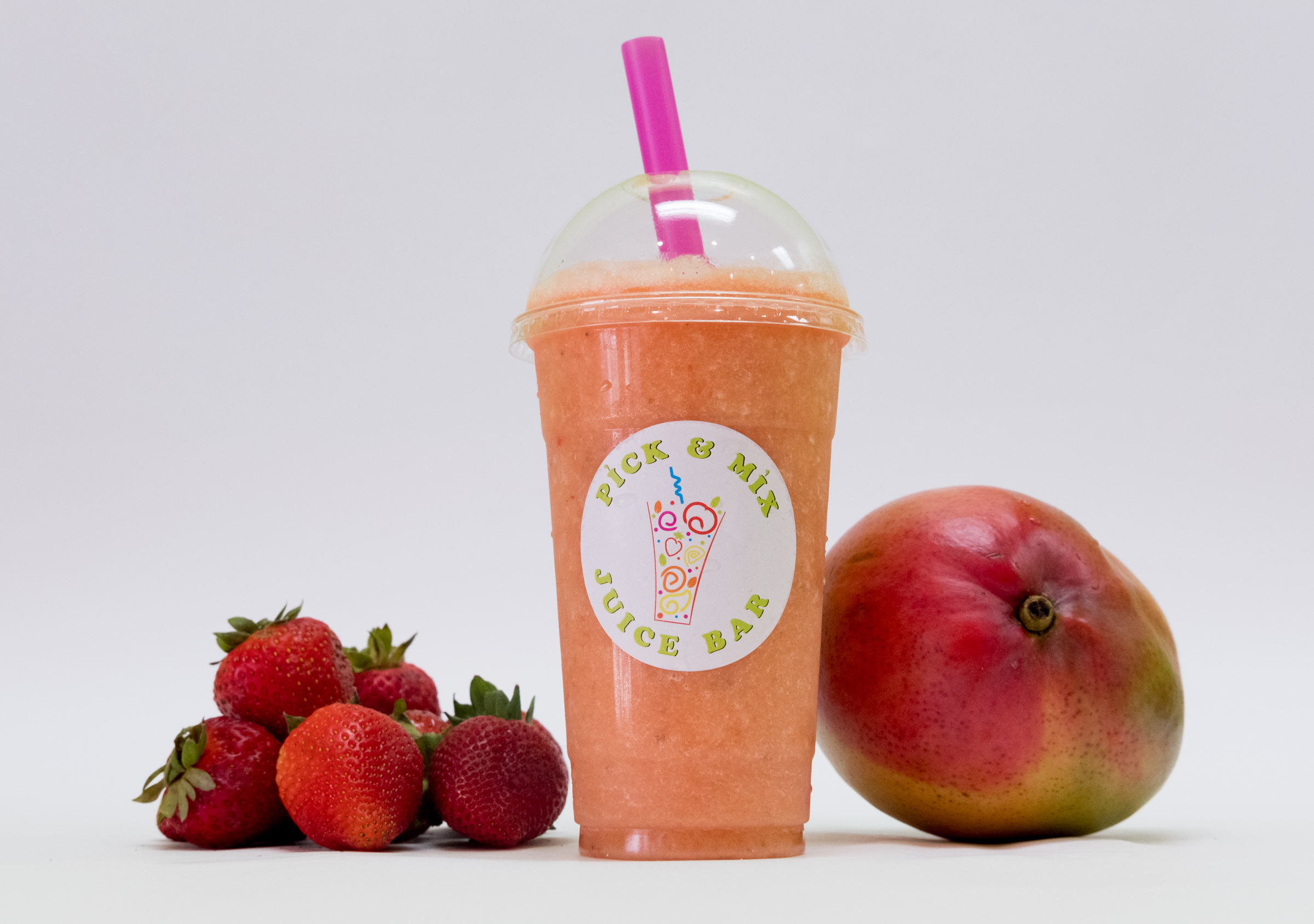 Order S3. Strawberry Mango and Non Fat Yogurt Smoothie food online from Pick & Mix Juice Bar store, Burbank on bringmethat.com