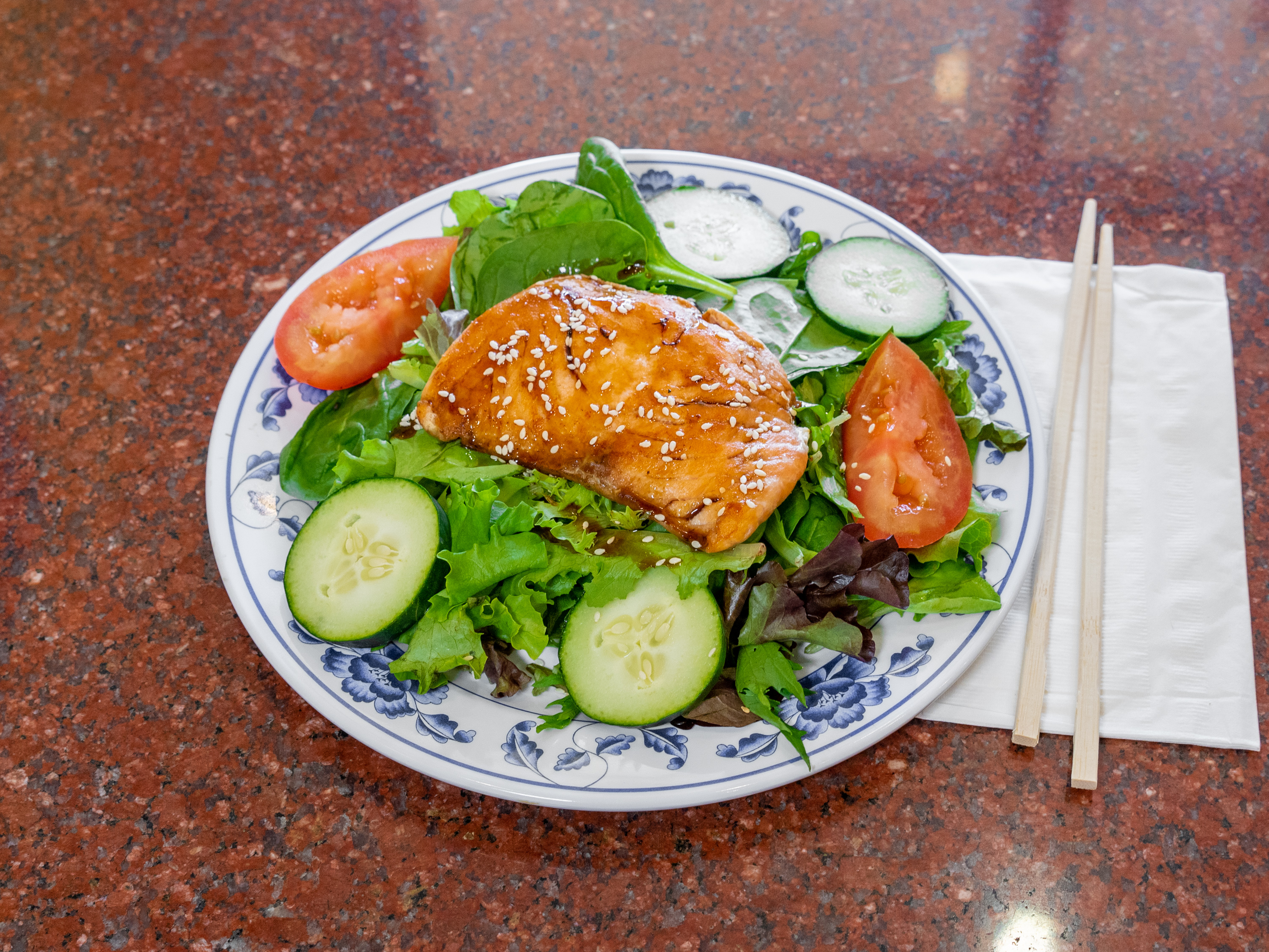 Order Grilled Salmon & Salad  Special food online from Alohana Hawaiian Grill store, San Leandro on bringmethat.com