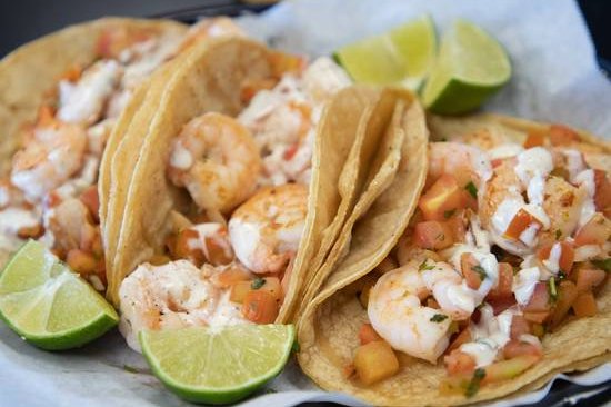 Order * Baja Shrimp Taco food online from Burros & Fries store, Lemon Grove on bringmethat.com