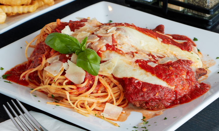 Order Chicken Parmigiana food online from Santucci Square Pizza store, Hatfield on bringmethat.com