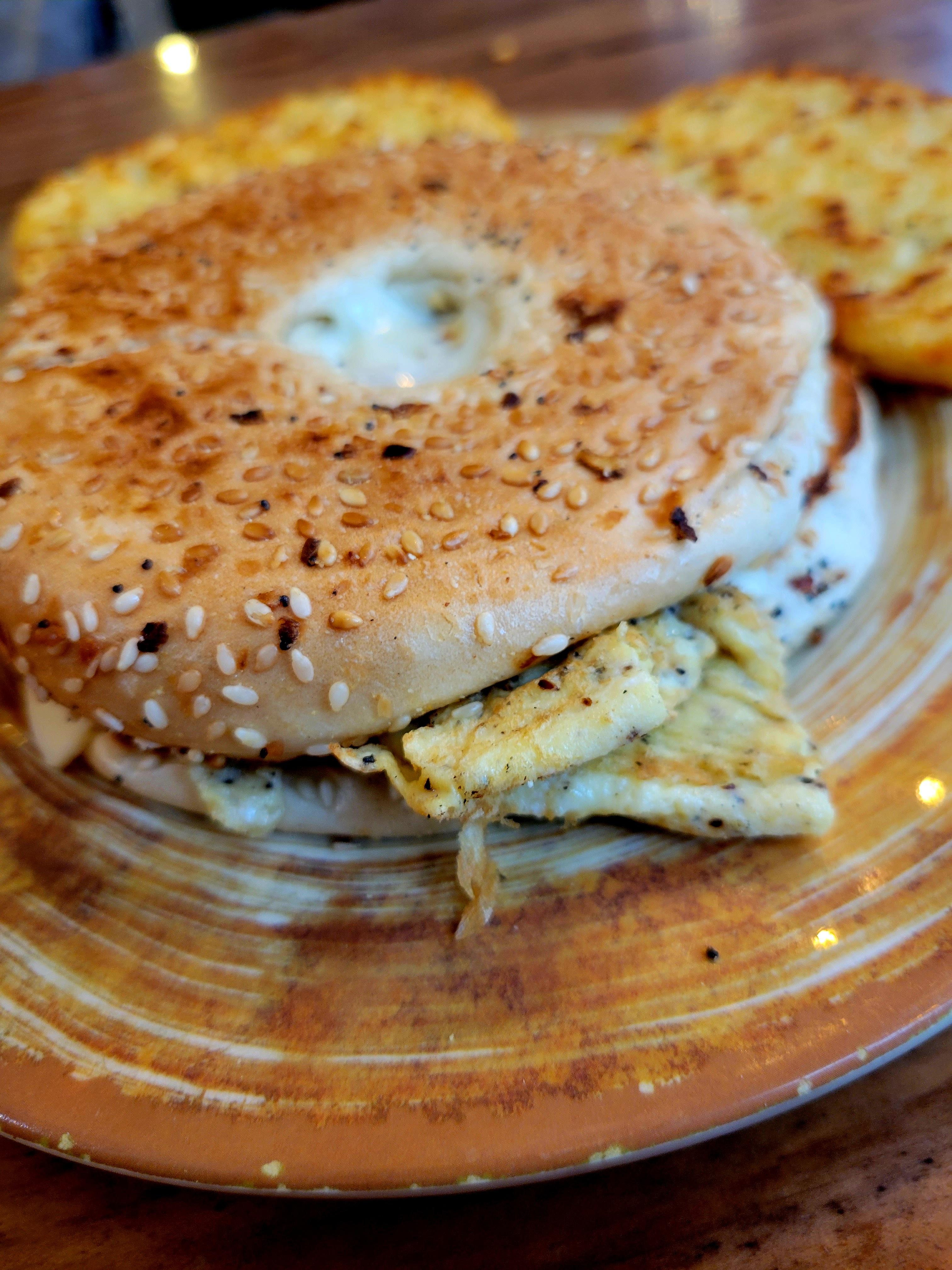 Order Egg and Cheese Bagel food online from Manakeesh Cafe Bakery store, Philadelphia on bringmethat.com