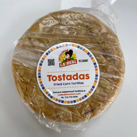 Order Tostadas (15) food online from Tortilleria La Real #2 store, Houston on bringmethat.com