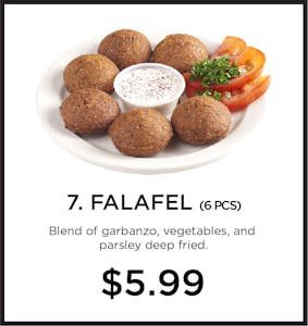 Order 7. Falafel (6) food online from Mystic Grill store, La Mesa on bringmethat.com