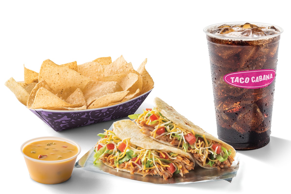 Order 1. Shredded Chicken Taco Combo food online from Taco Cabana store, Dallas on bringmethat.com