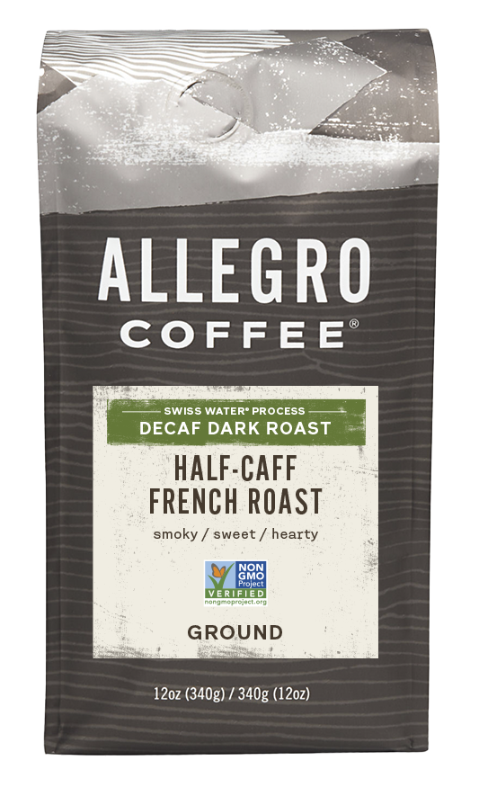 Order Half Caff French Roast (12 oz.) food online from Allegro Coffee Company store, Greensboro on bringmethat.com